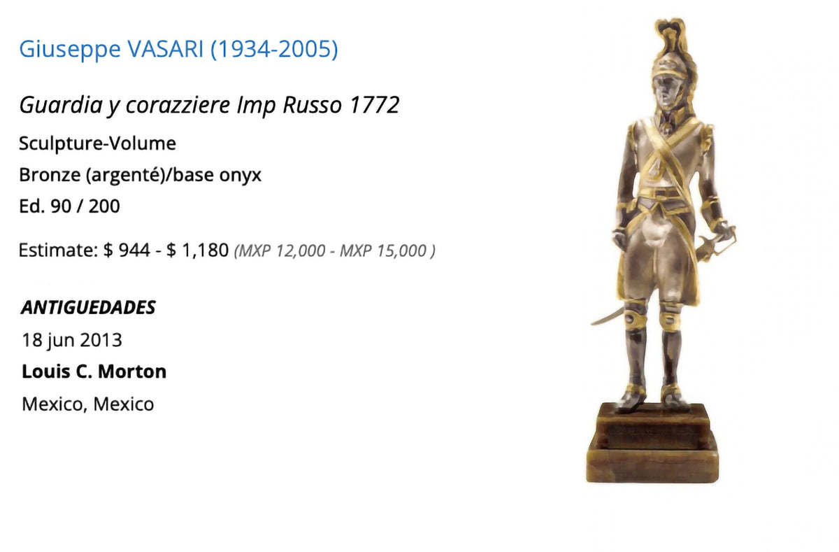 Figurine Cuirassier of Imperial Guard Bronze Gold and Silver plated by G. Vasari