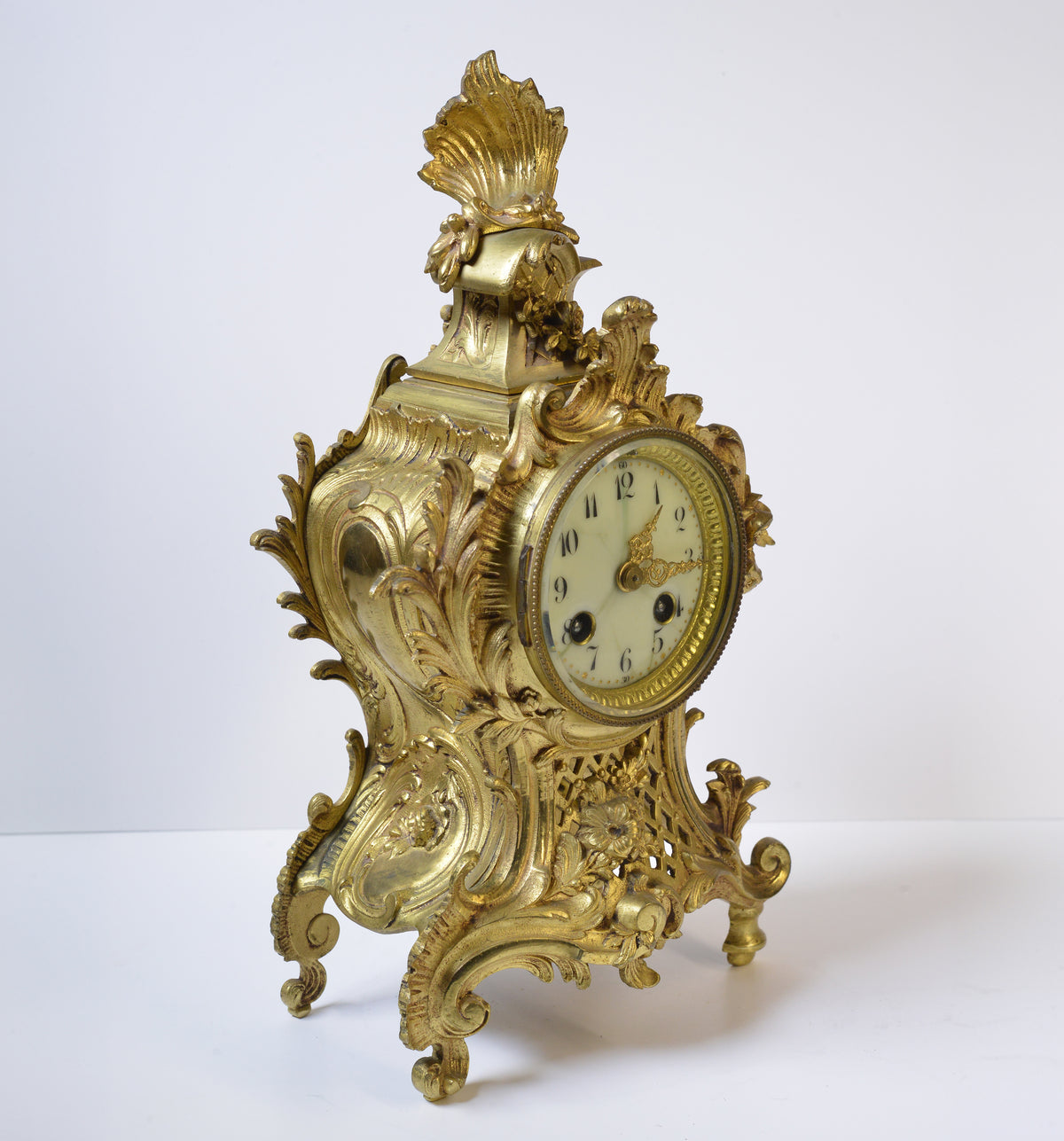 Antique French Japy Freres Gilt Bronze Rococo Clock 19th century