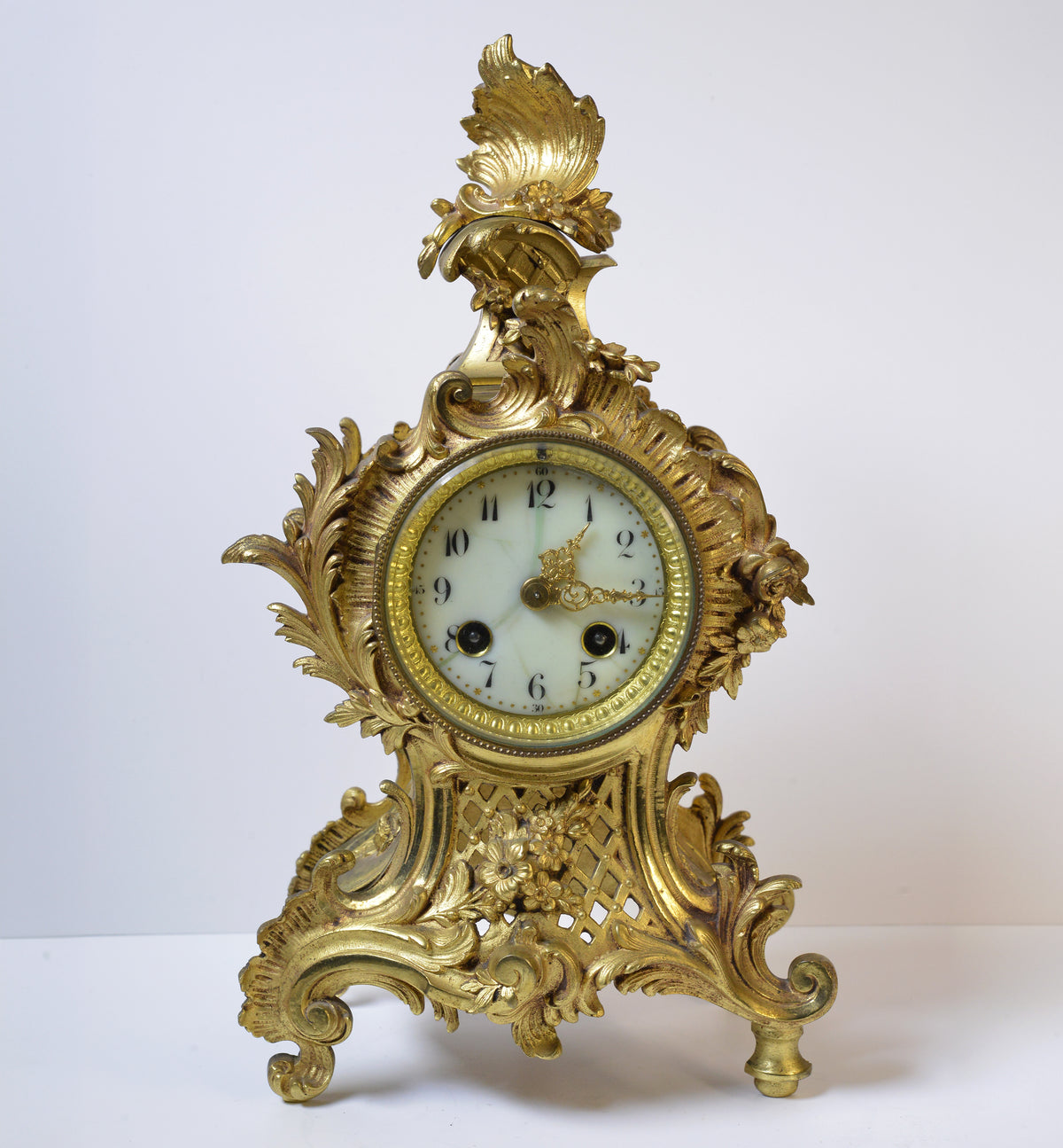 Antique French Japy Freres Gilt Bronze Rococo Clock 19th century