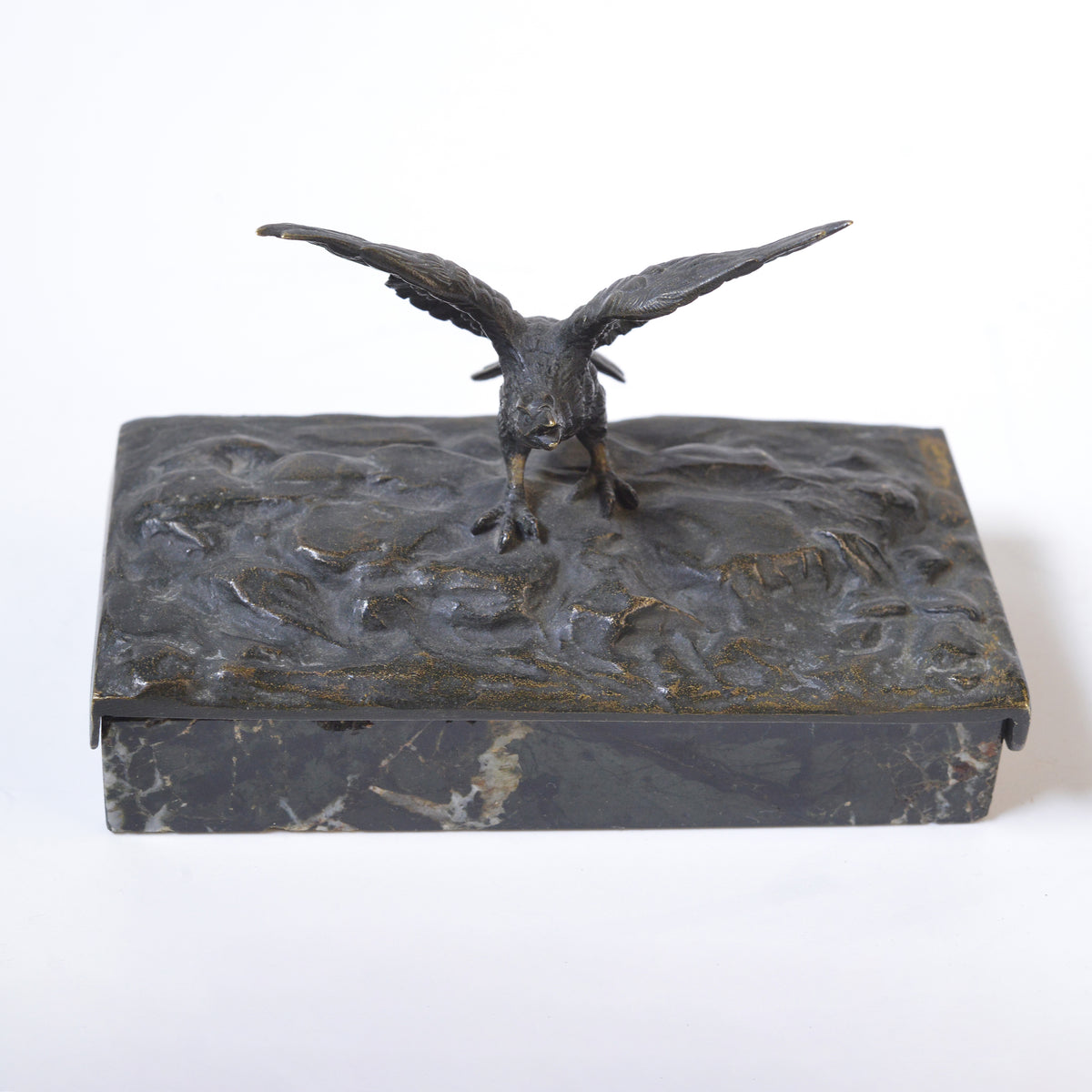 Antique Marble Paperweight with Figural Bronze Bird of Prey 19th century