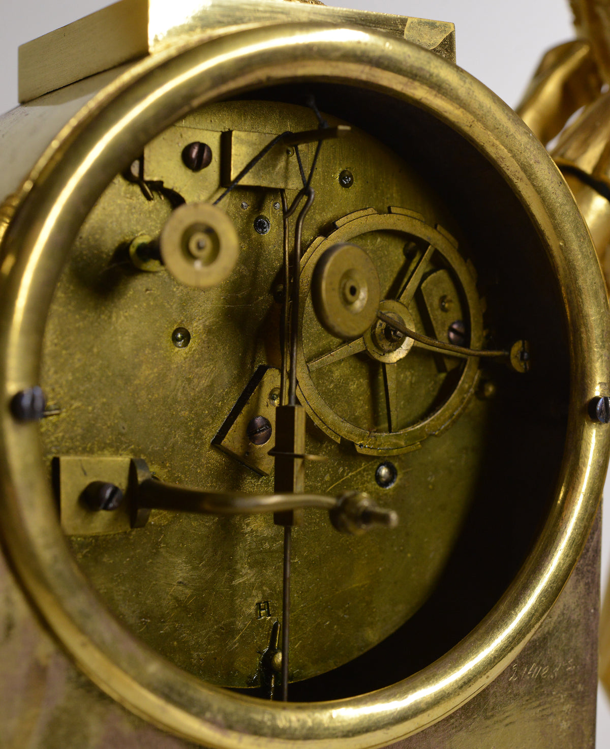 French Antique Gilt Bronze Figural Empire Clock early 19th century