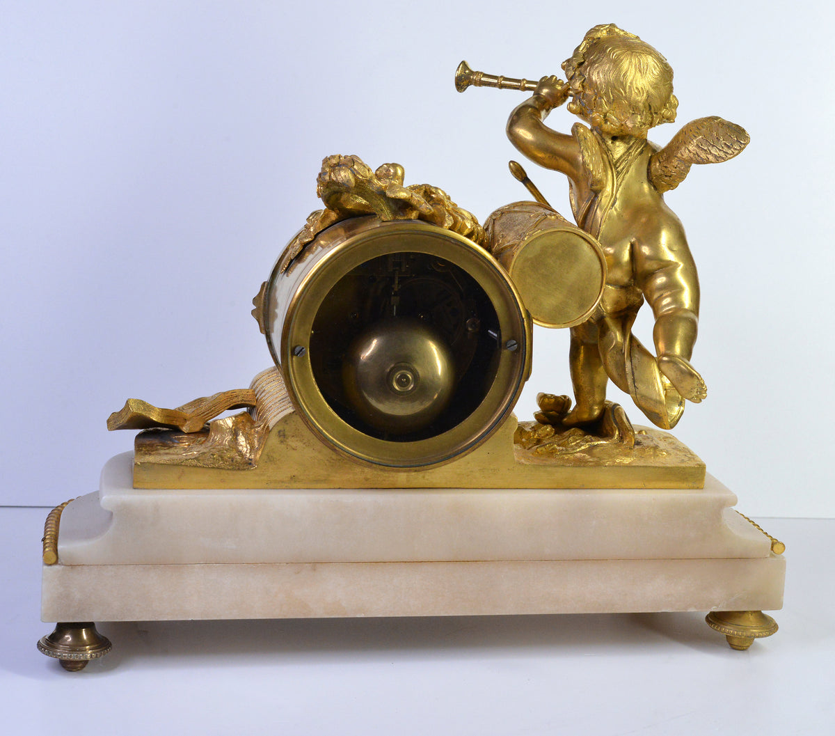 Antique Gilt Bronze Figural Clock 19th century Cherub Messenger Neoclassical