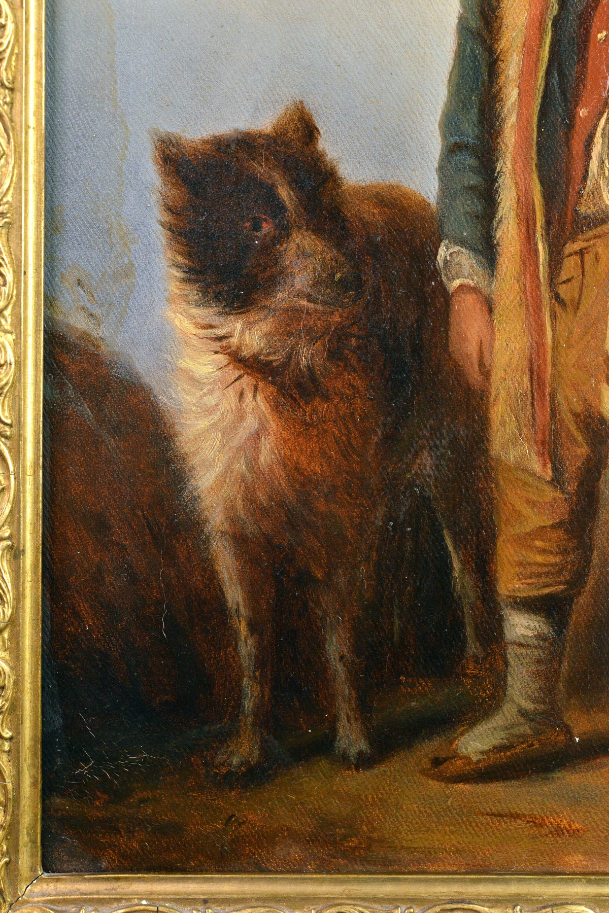 Portrait of Shepherd Boy with Dog late 19th Century Framed Oil Painting