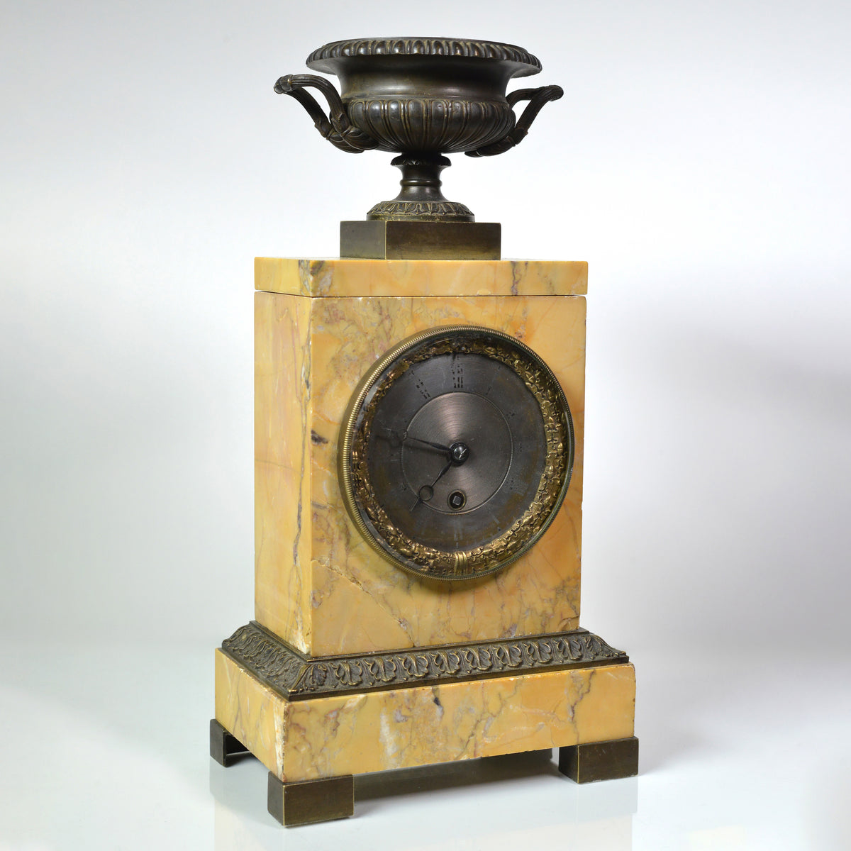 Antique Bronze n Marble Classic Revival Clock by Claude Hemon early 19th century