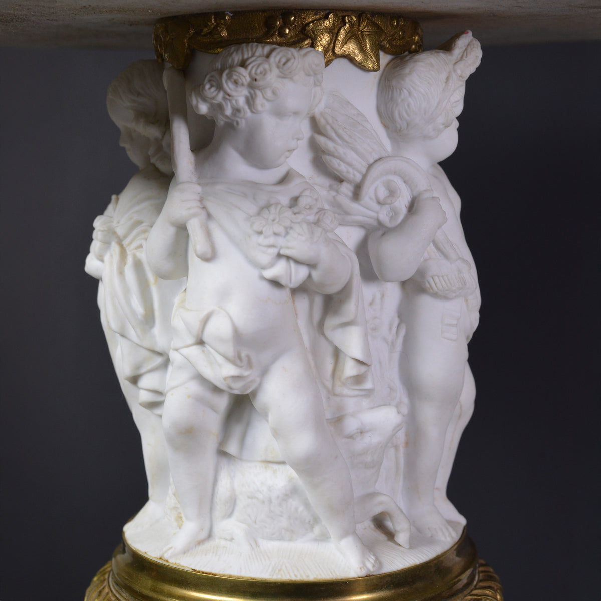 Bisque Porcelain and Gilt Bronze Vase 19th century 4 Seasons Putti Allegory