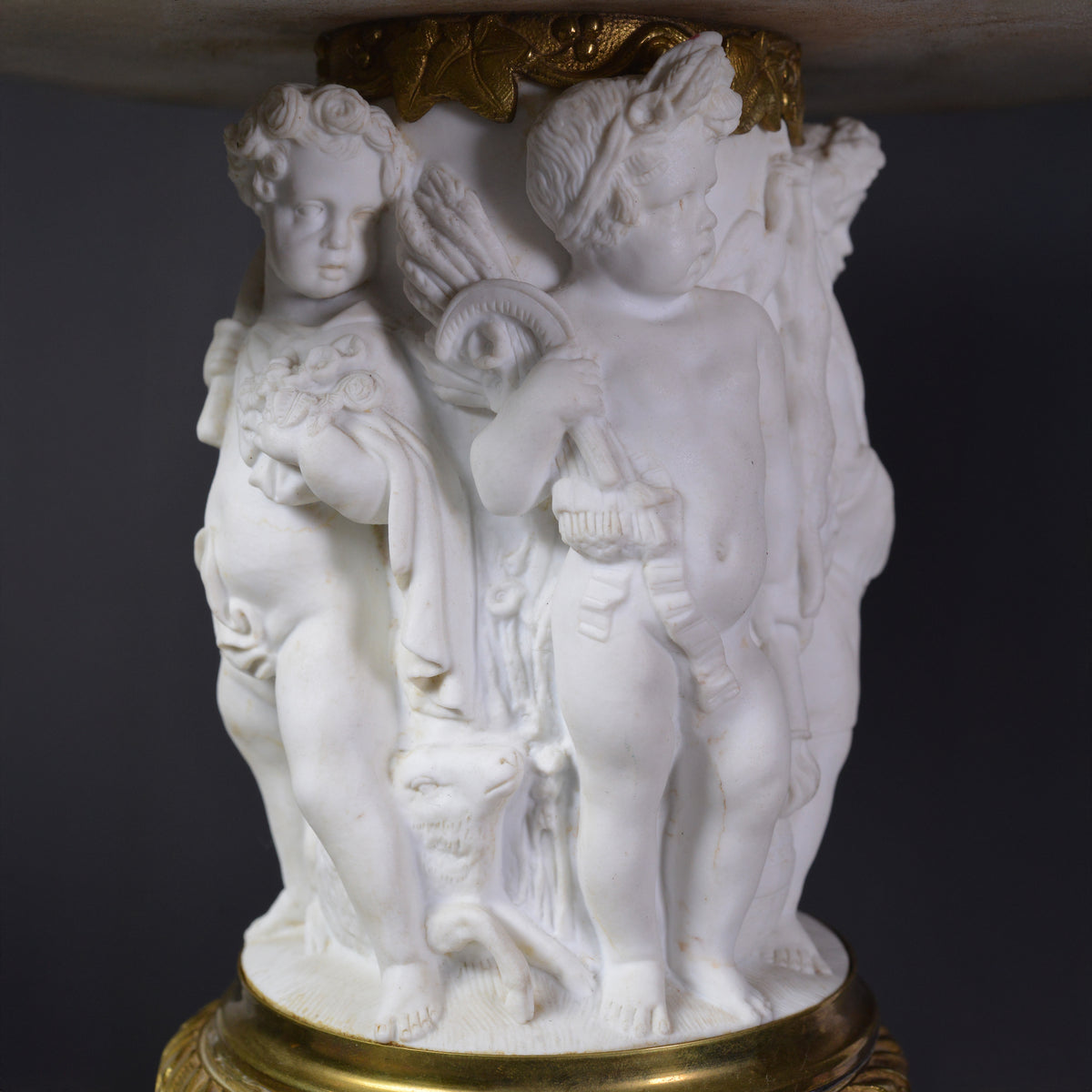 Bisque Porcelain and Gilt Bronze Vase 19th century 4 Seasons Putti Allegory