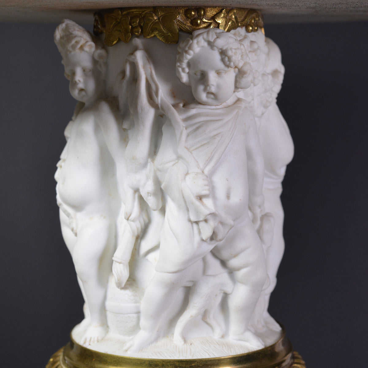 Bisque Porcelain and Gilt Bronze Vase 19th century 4 Seasons Putti Allegory