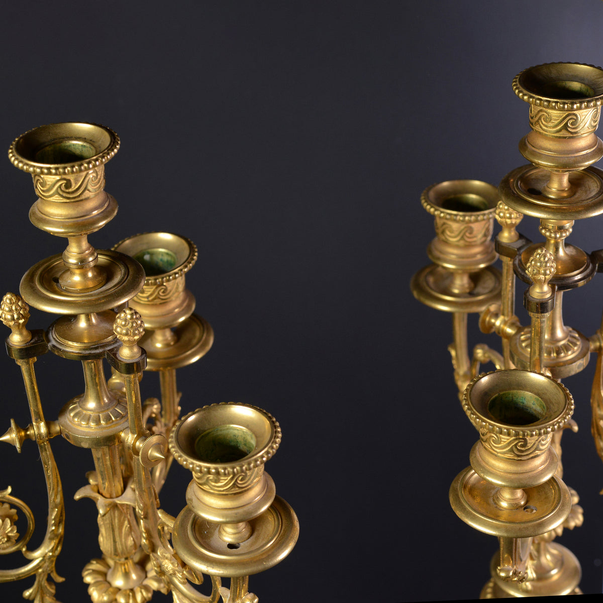 Pair Antique Ormolu Gilt Bronze Renaissance Candelabra of Top Quality 19 century