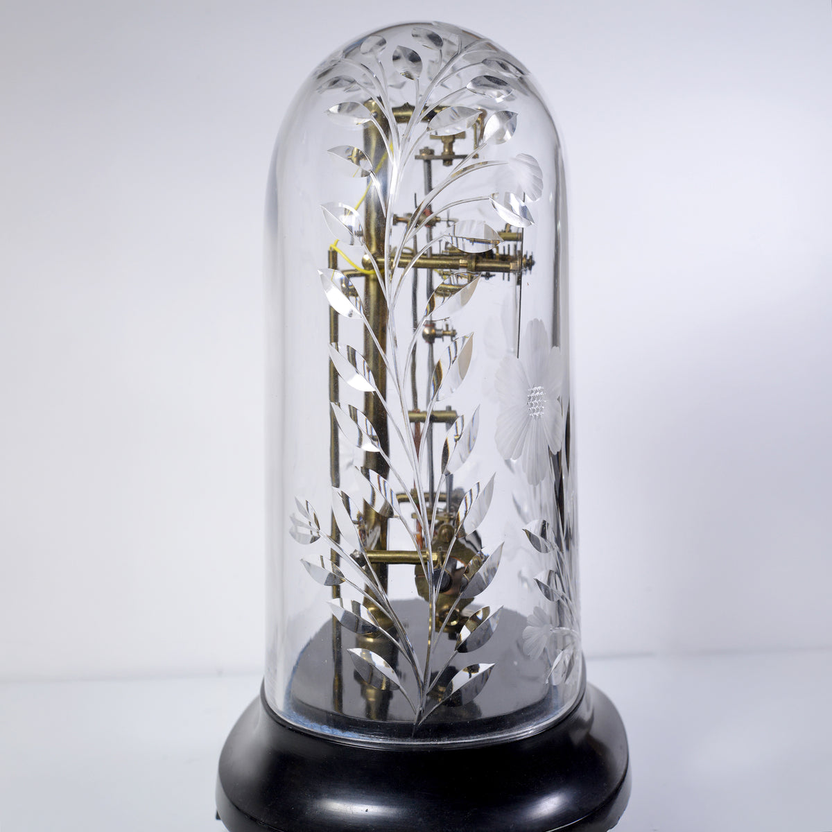 Art Deco French Bulle Electric Clock with Swedish Cut Crystal Dome ca 1930