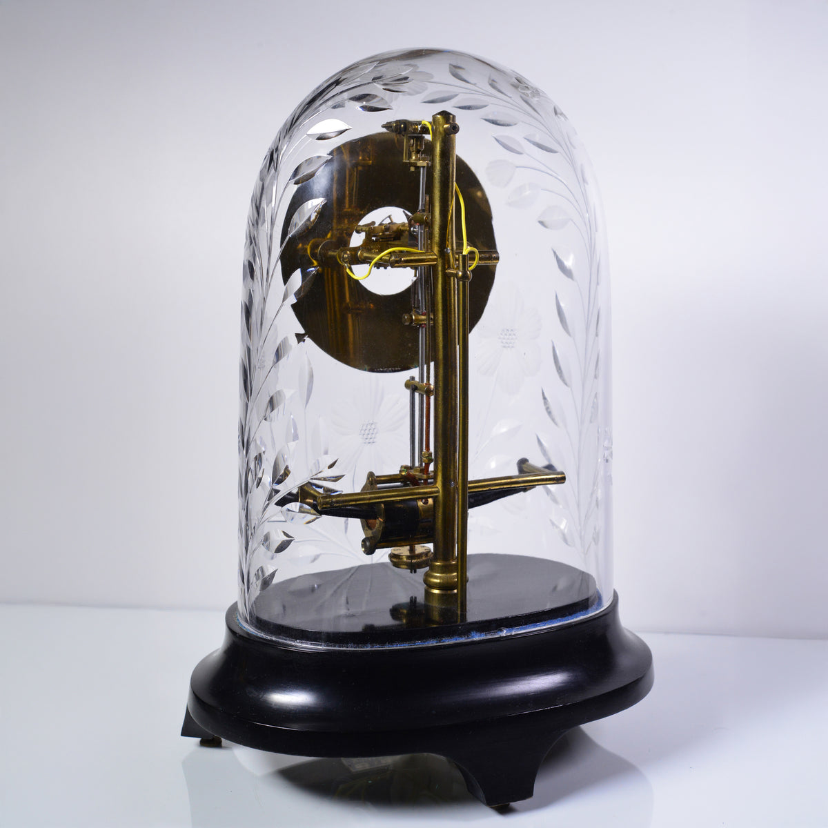 Art Deco French Bulle Electric Clock with Swedish Cut Crystal Dome ca 1930