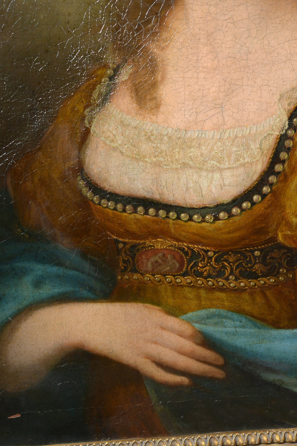 Antique 18th Century Neoclassical Oil Portrait Young Lady Turban Unknown Master