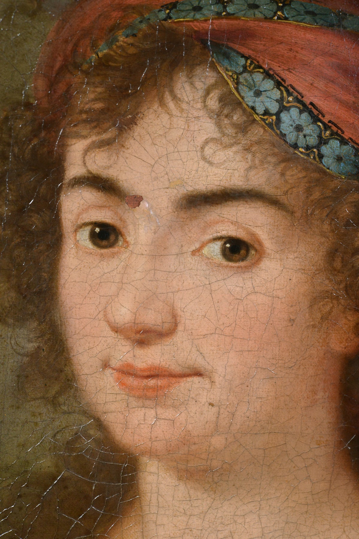 Antique 18th Century Neoclassical Oil Portrait Young Lady Turban Unknown Master