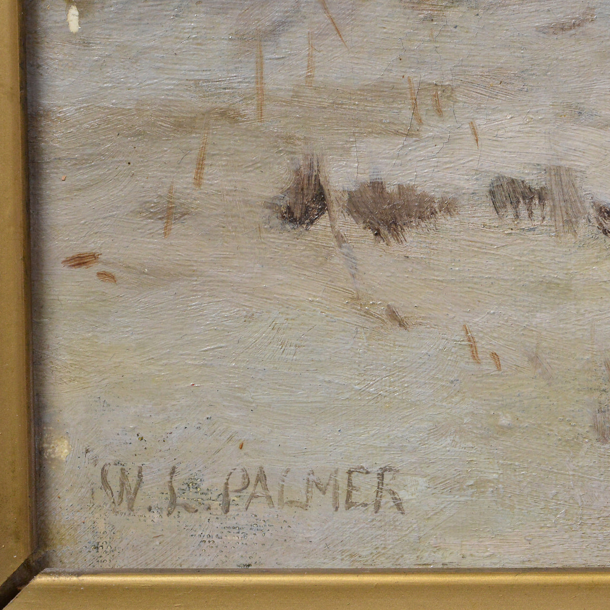 Antique American Impressionist Winter Landscape Oil Painting Signed Framed