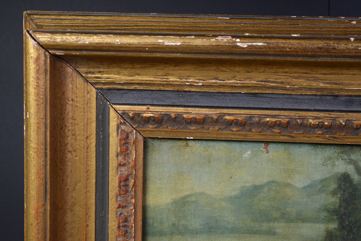 Antique Late 18th Century Oil Painting Allegorical Charity Scene Baroque Frame