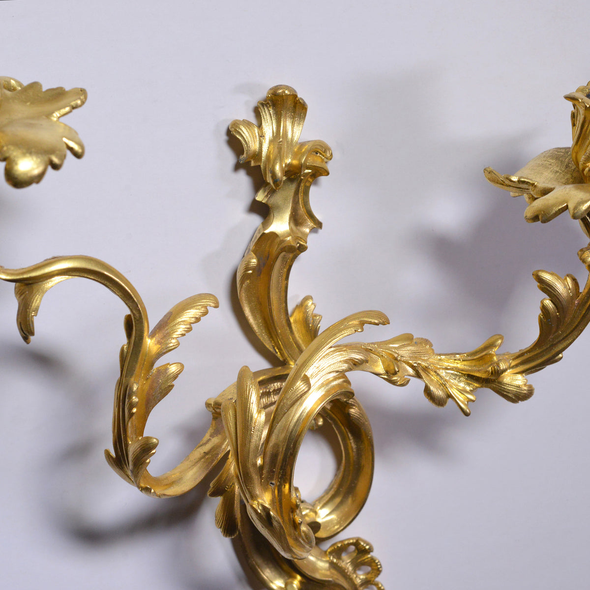 Pair 19th century Antique Gilt Bronze Sconces Louis XV Rococo Style