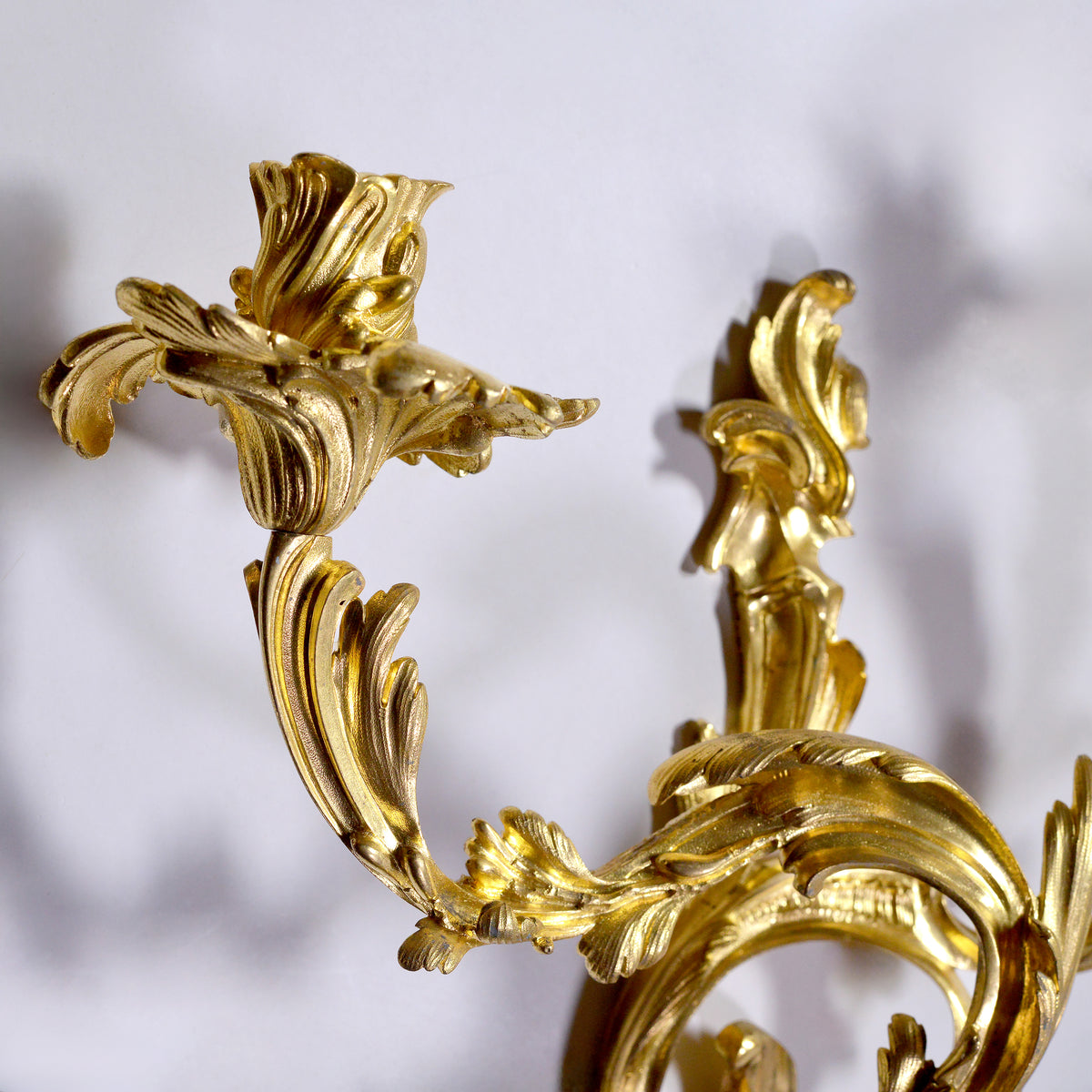 Pair 19th century Antique Gilt Bronze Sconces Louis XV Rococo Style