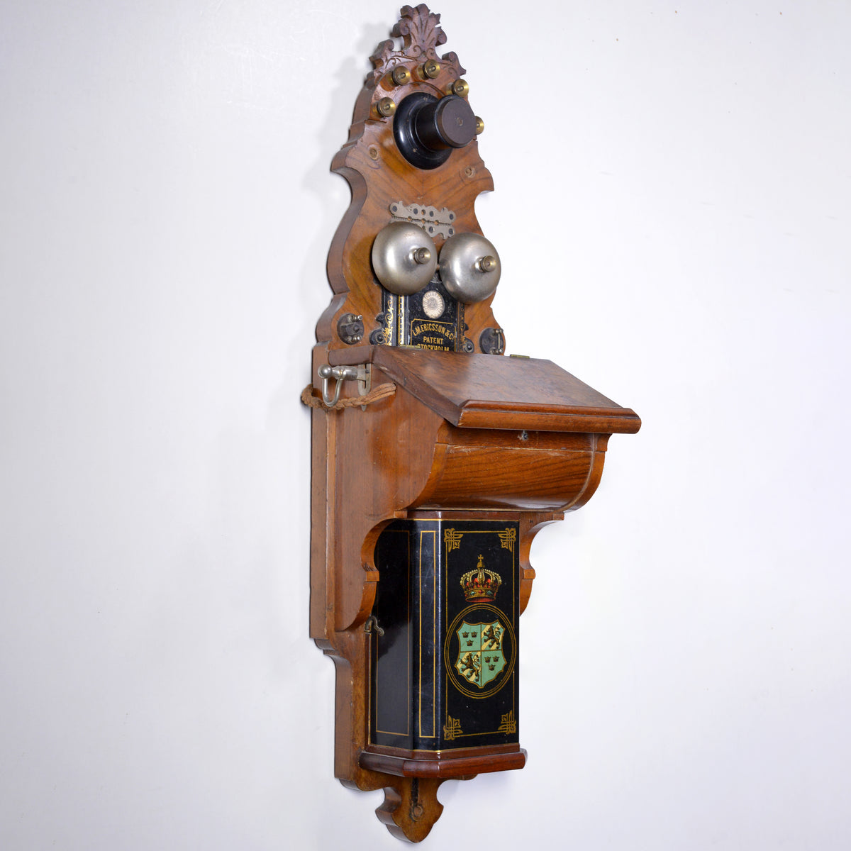 1891 Antique LM Ericsson Swedish Victorian Walnut Wall Telephone Crank Magneto