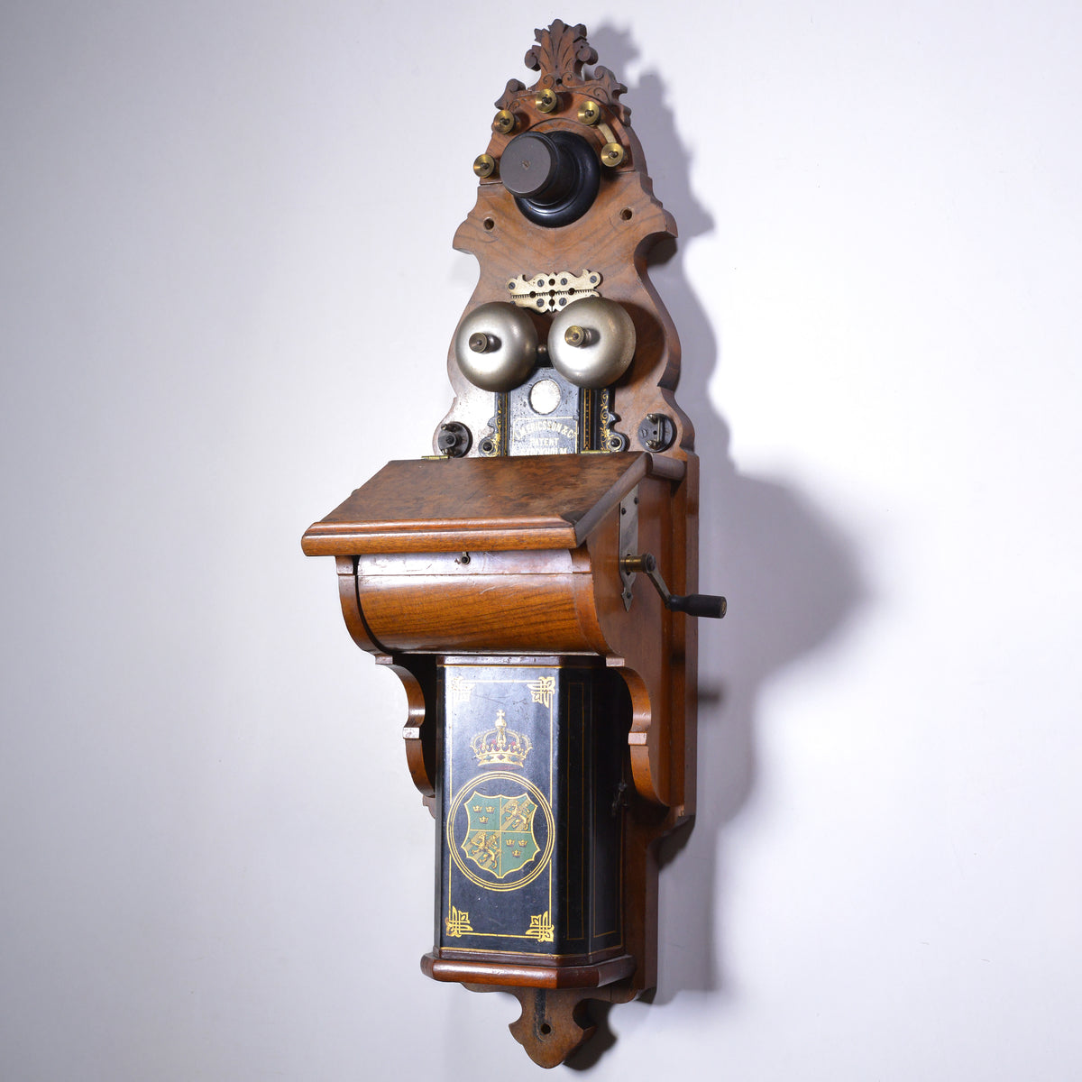 1891 Antique LM Ericsson Swedish Victorian Walnut Wall Telephone Crank Magneto