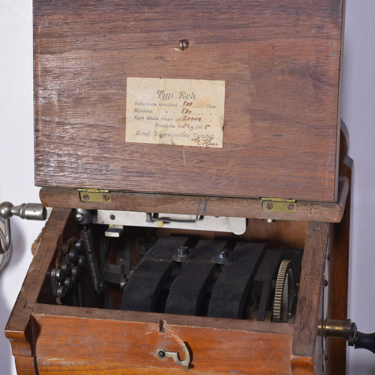 1891 Antique LM Ericsson Swedish Victorian Walnut Wall Telephone Crank Magneto