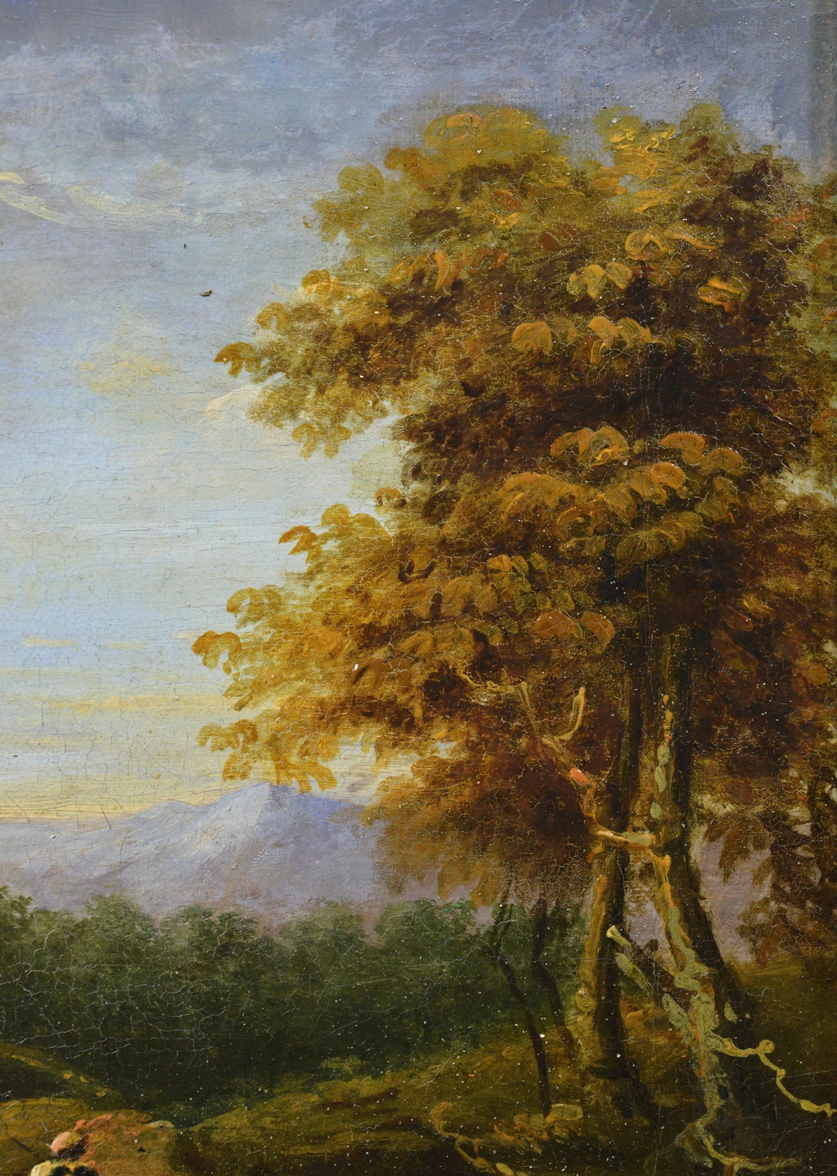 Antique 19th Century Pastoral Landscape Oil on Canvas Old Master Style Signed