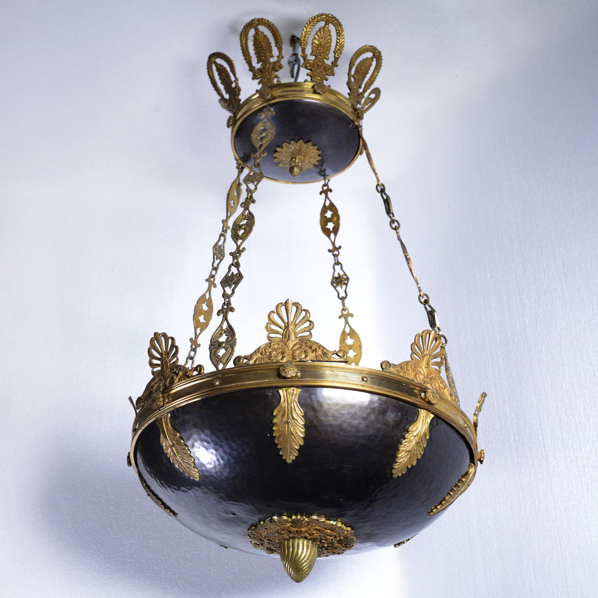 Antique Late 19th Century French Empire Gilt and Patinated Bronze Chandelier
