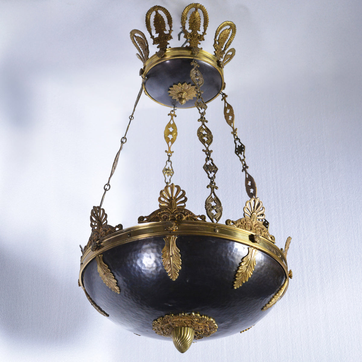 Antique Late 19th Century French Empire Gilt and Patinated Bronze Chandelier