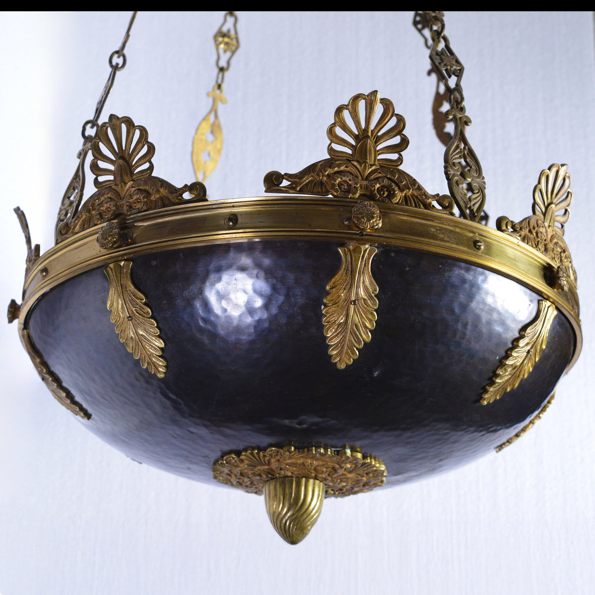 Antique Late 19th Century French Empire Gilt and Patinated Bronze Chandelier