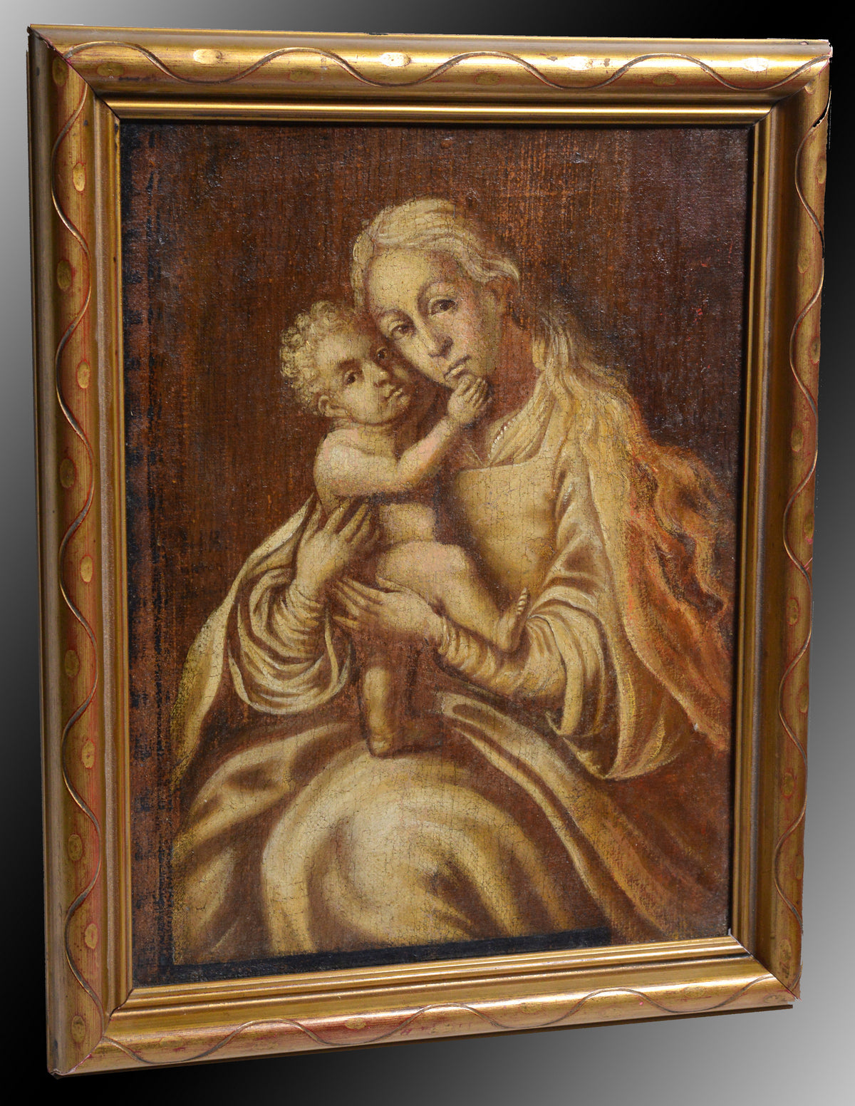 Baroque Grisaille painting Virgin of Passau Early 18th century Old Master Oil