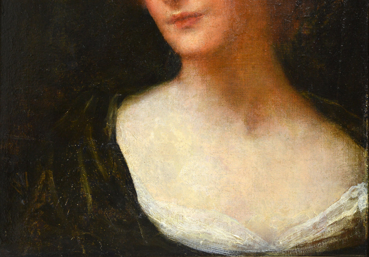 Portrait of Redhaired Lady with Emerald Eyes 19th century Oil Painting by Walker