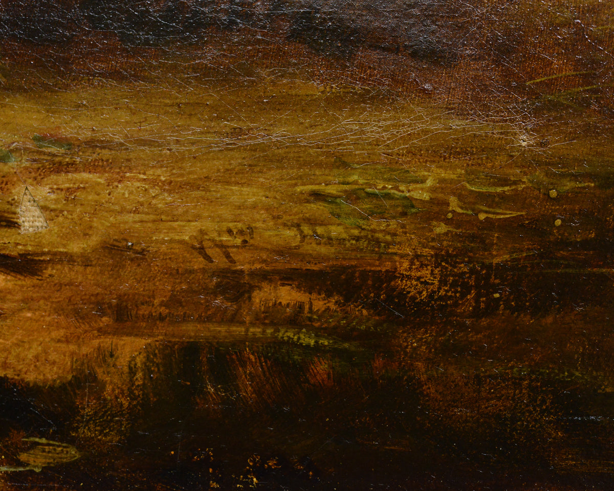 After Eugene Verboeckhoven Antique Belgian Pastoral Oil Painting Passing Brook