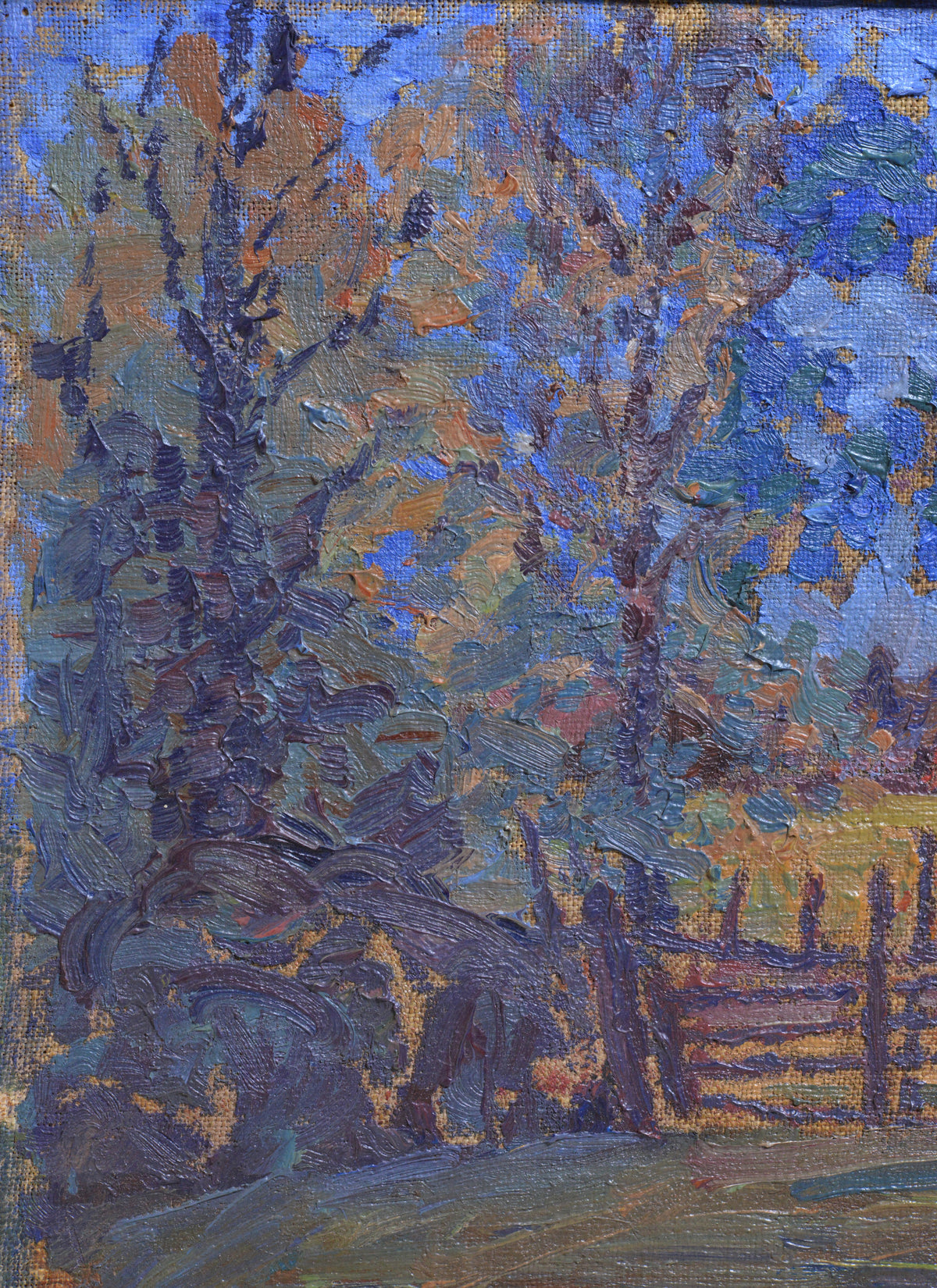 Russian modernist landscape Ural Autumn Motive early 20th century Oil painting