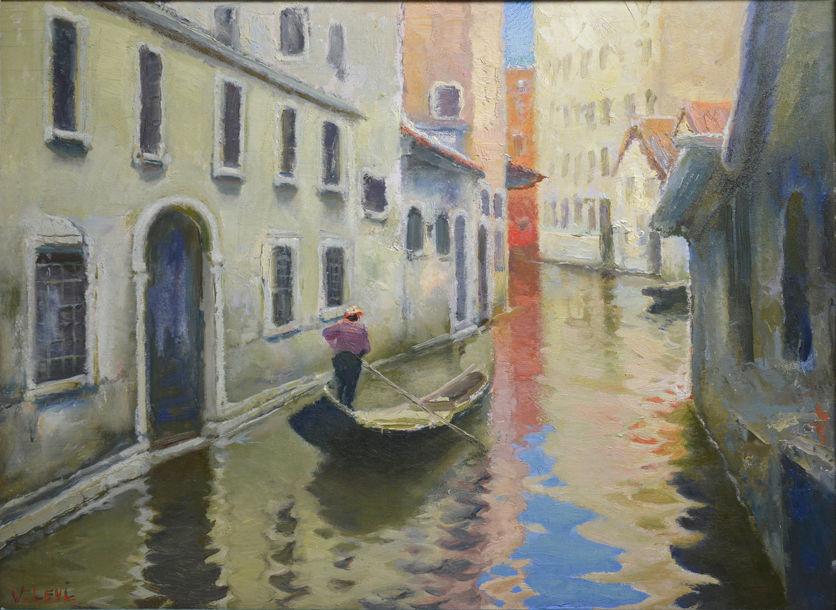 Russian Modernist Сityscape Venetian Motive early 20th century Oil Painting