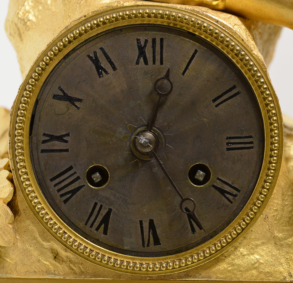 French Gilt Bronze Figural Antique Clock w Renaissance Poet early 19th century