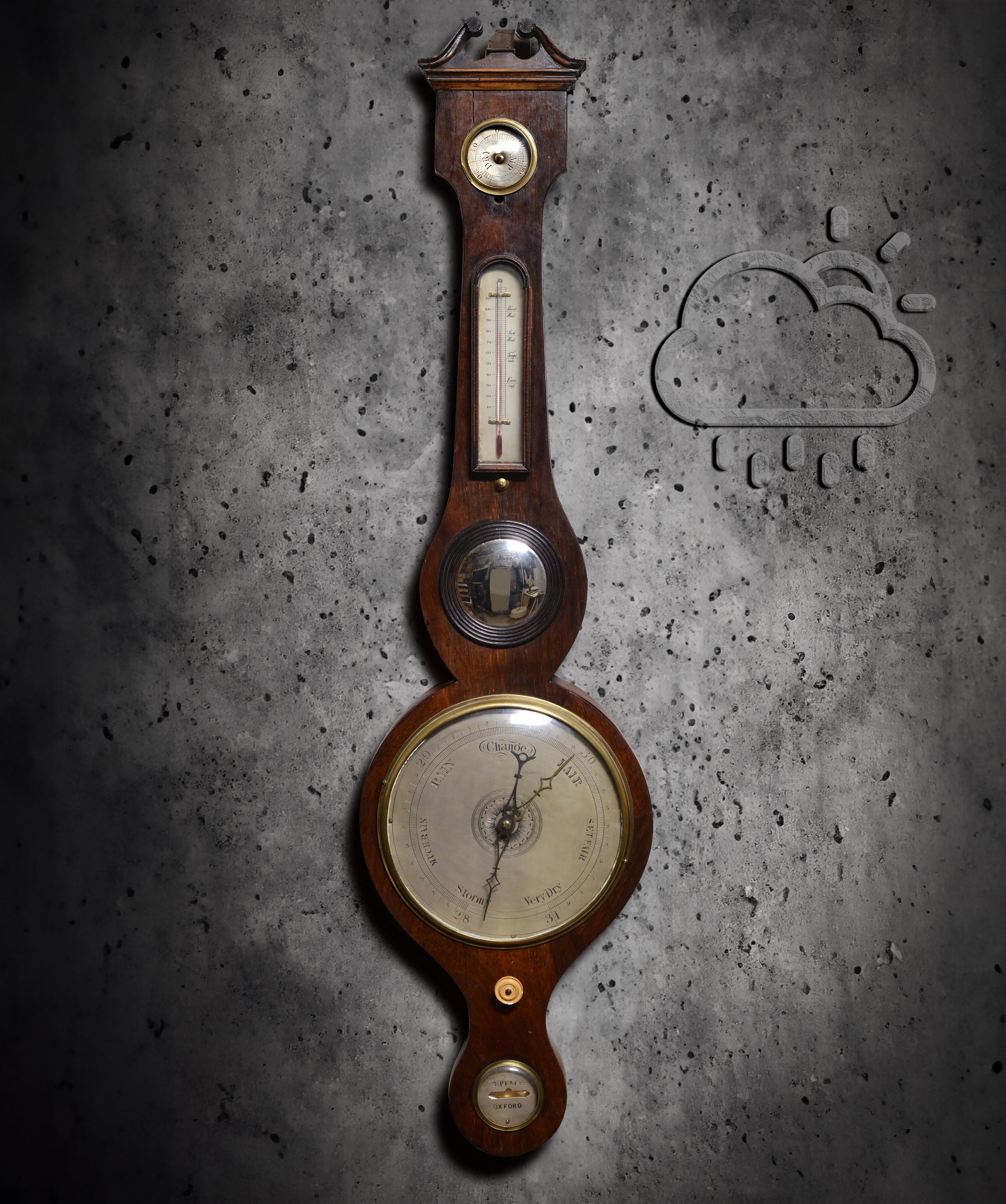 Half Barometer 5 dial Elegant Victorian Barometer First half of 19th century by S Pfa ...
