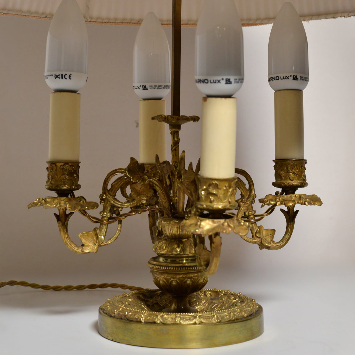 Bouillotte French Lamp Gild Bronze 4 lights Flora Motive Empire Style