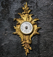 French Aneroid Holosterique Barometer Gilt Bronze in Rococo Case  WWI Era