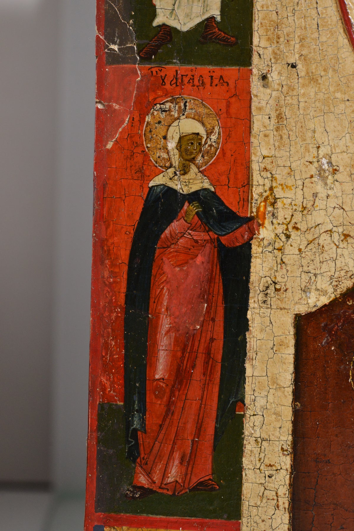 Russian Tempera Icon Our Lady of Kazan with selected Saints mid 19th Century