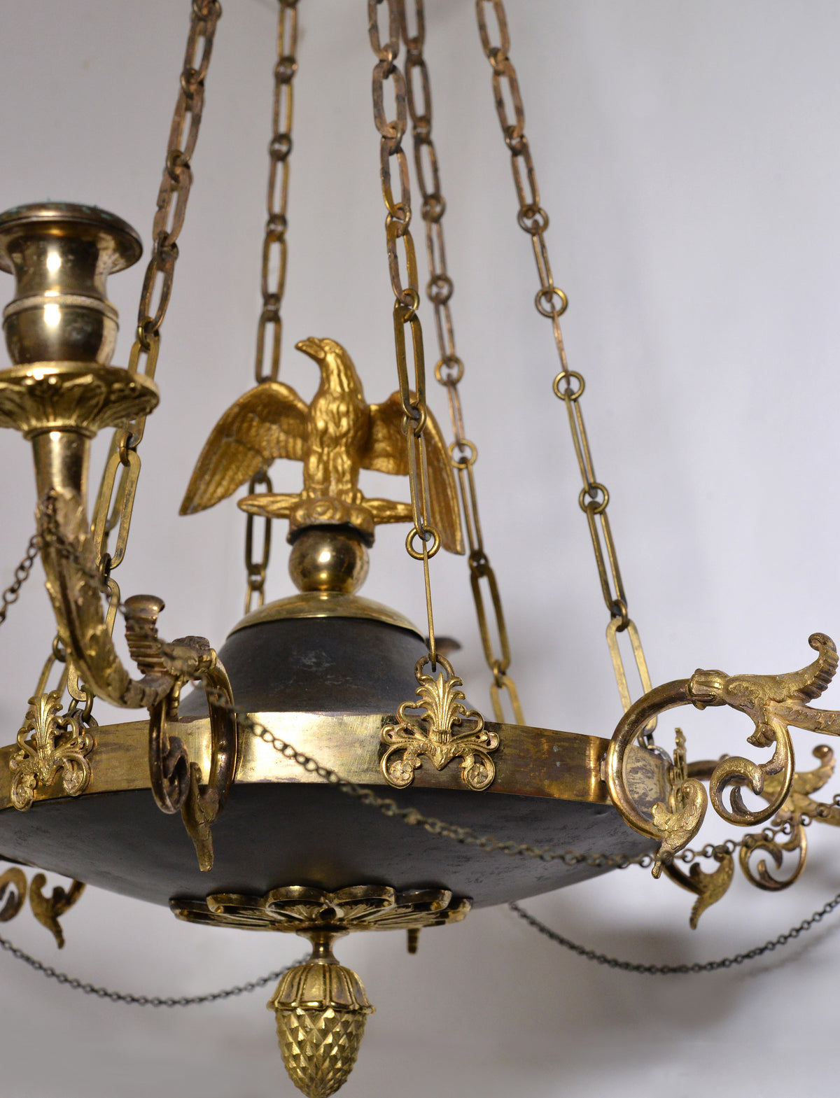 Empire Chandelier Gilt Bronze w Eagle decoration 6 light Early 19th century