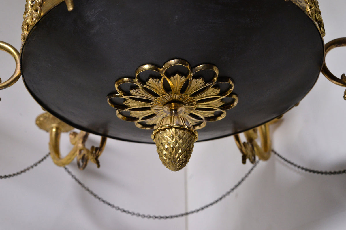 Empire Chandelier Gilt Bronze w Eagle decoration 6 light Early 19th century