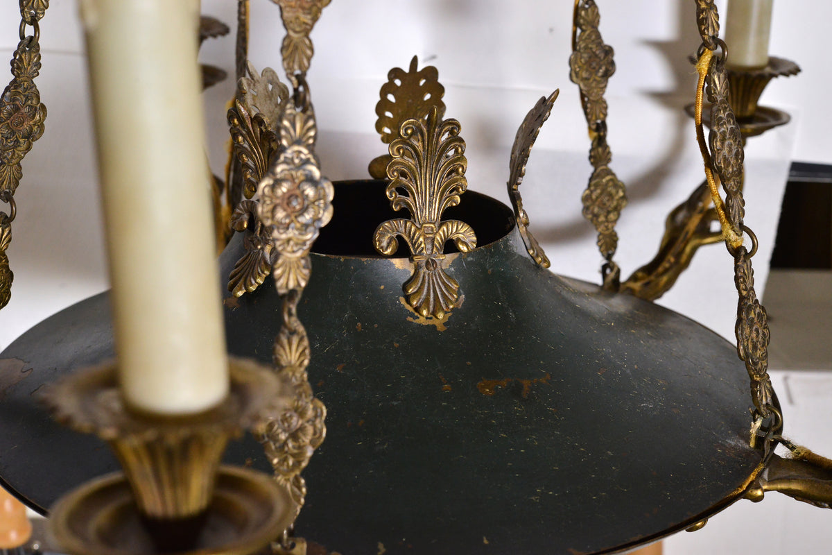 Empire Chandelier Bronze Nymphs and Flora decoration 5 light 19th century