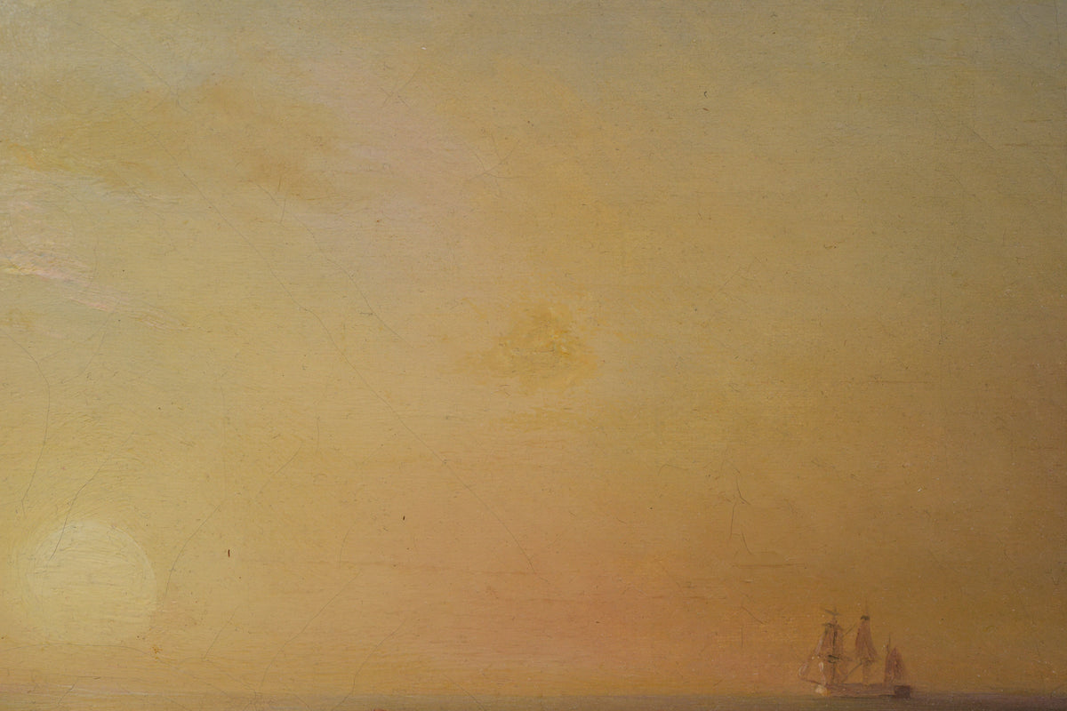 Smugglers at Algerian Coast 1871 Sunset Marine Scene Oil Painting by T. Gudin