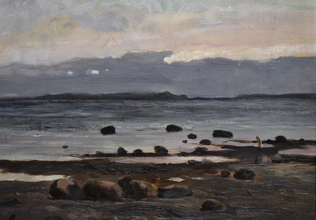 Dramatic Sky Littoral Seascape 19th century Scandinavian Masterwork by Unknown