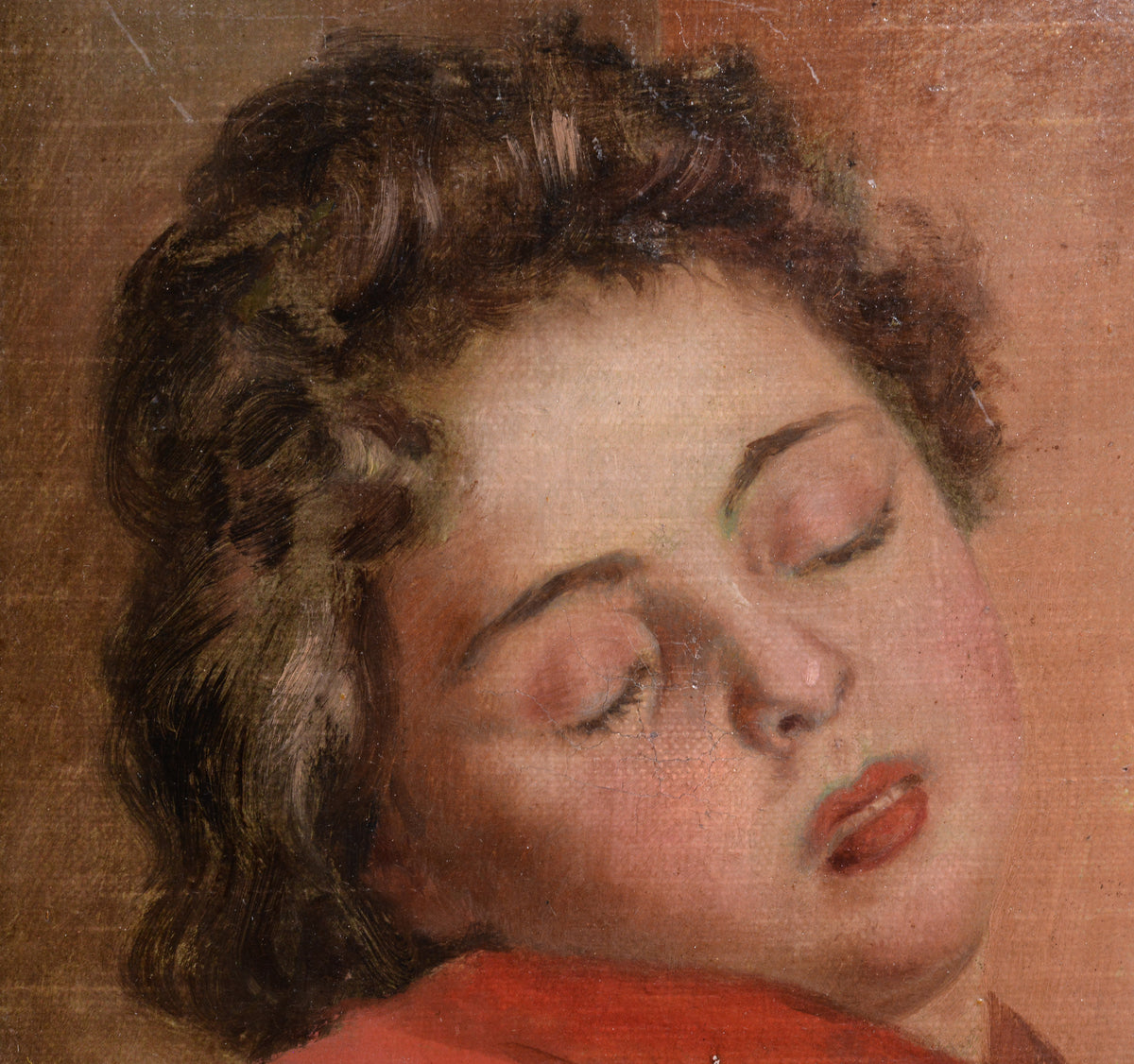 Portrait Sleeping Girl by Danish German Genre Painting Master 19th century