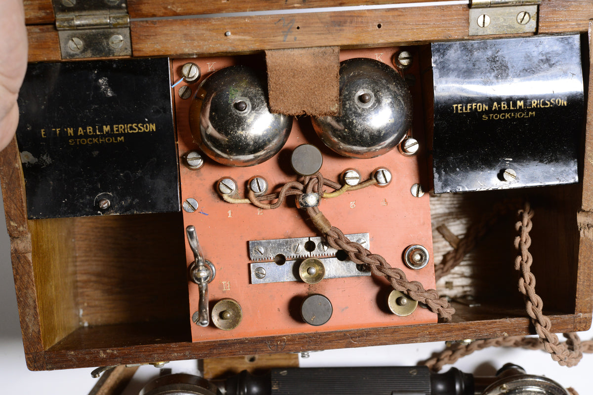 Antique Wooden Ericsson MB 115 Crank Magneto Field Telephone 1895 С Mark 1