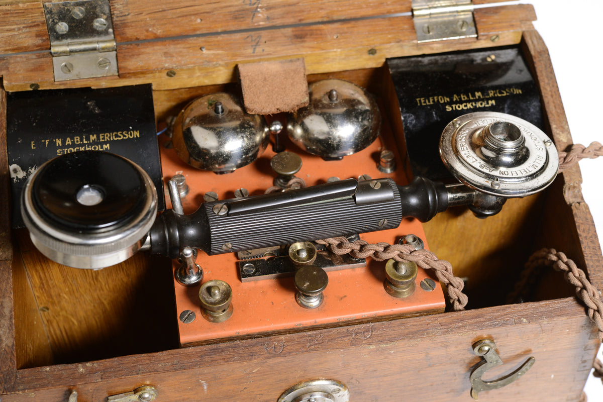 Antique Wooden Ericsson MB 115 Crank Magneto Field Telephone 1895 С Mark 1