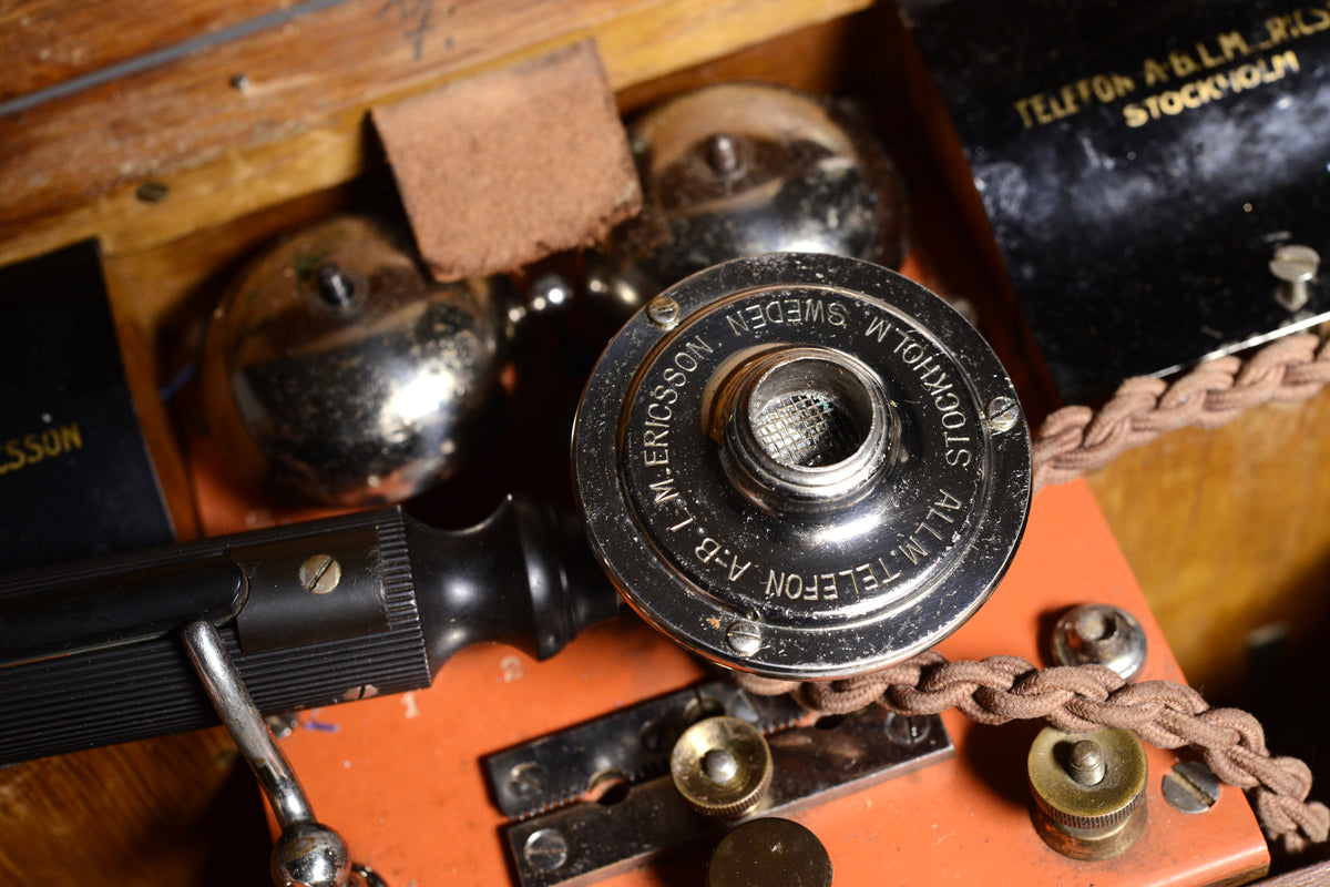 Antique Wooden Ericsson MB 115 Crank Magneto Field Telephone 1895 С Mark 1