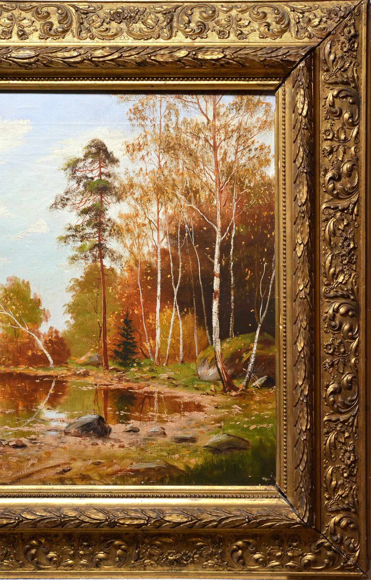 Quiet Backwater Scandinavian Autumn Landscape early 20th century Oil Painting