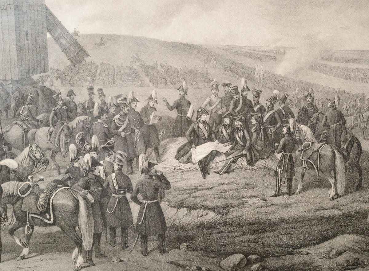 Battle of Grossbeeren Large Swedish Lithograph 19th century Napoleon II Wars