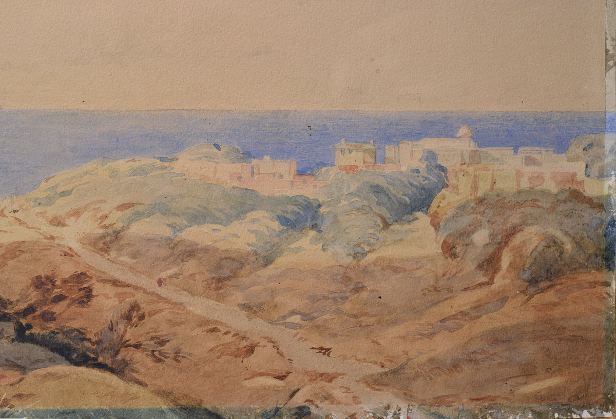 Panoramic View over Naples Bay 19th century Watercolor by Richardson RWS