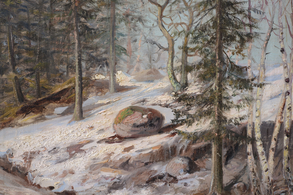 Spring Thaw Landscape Oil Painting 1901 Swedish Artist by Ankarcrona